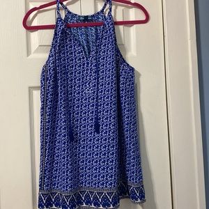 Blue and White Patterned Sleeveless top